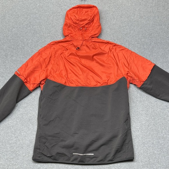 Nike Running Jacket Mens Large Orange Gray Dri-FIT Hooded Two-Way Zip 453473-061 - Picture 2 of 14